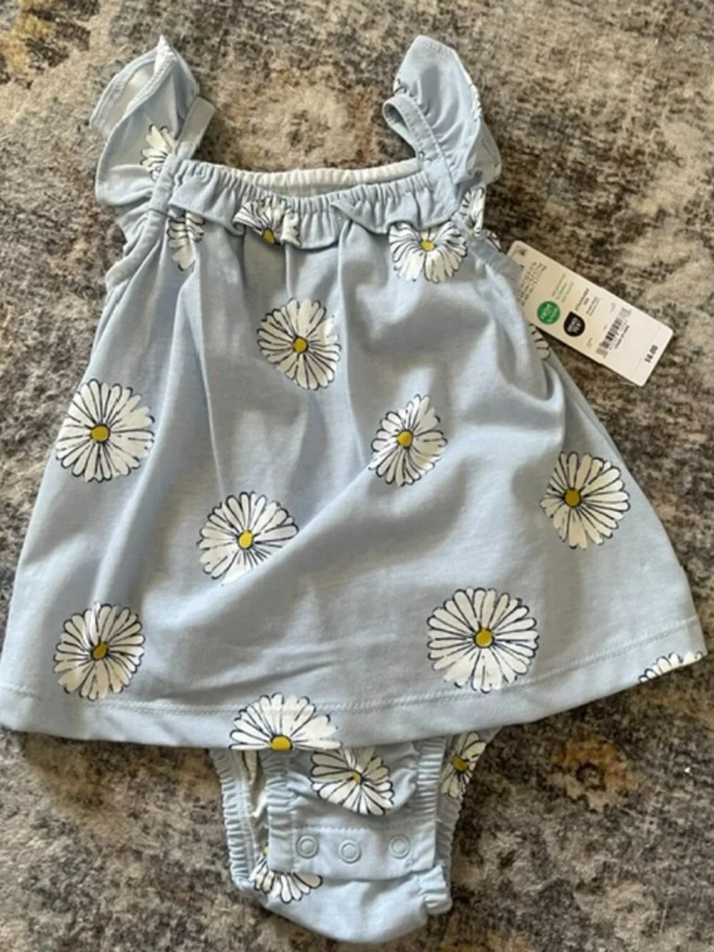 Carter's Child of Mine Baby Girl 3-6 Months Light Blue Daisy Dress Romper New